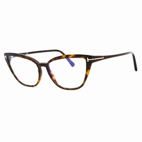 Tom Ford Women's Eyeglasses - Full Rim Dark Havana Plastic Round Shape | FT5825-B 052
