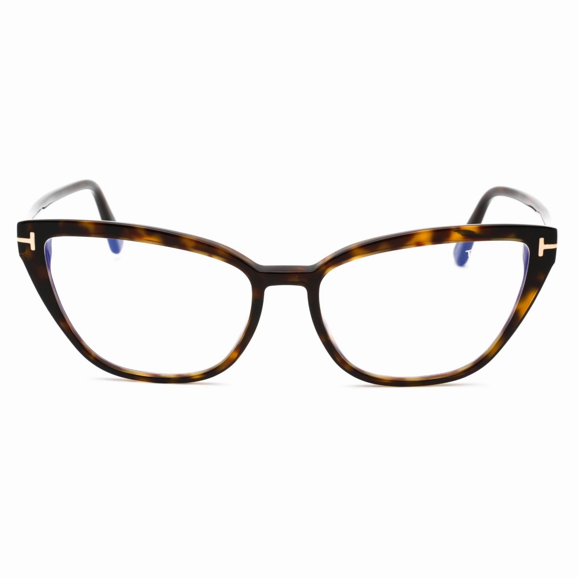 Tom Ford Women's Eyeglasses - Full Rim Dark Havana Plastic Round Shape | FT5825-B 052