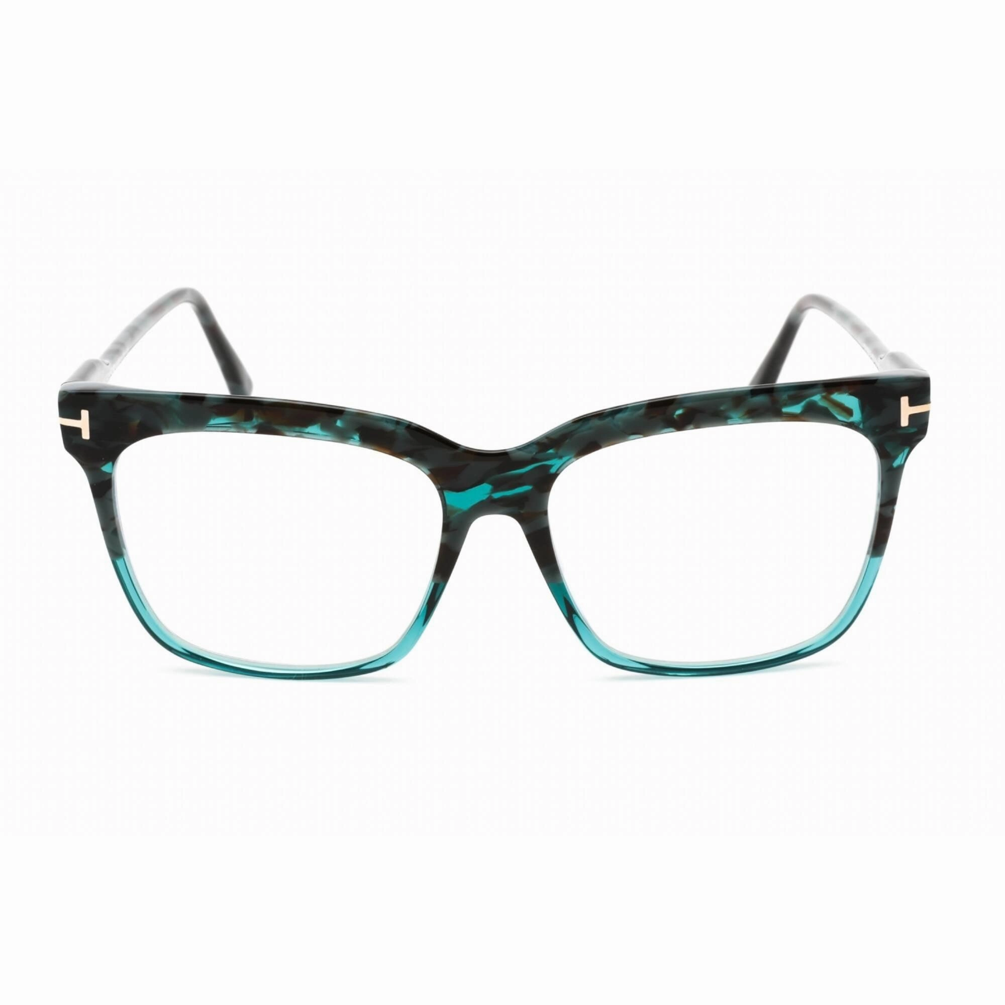 Tom Ford Women's Eyeglasses - Shiny Teal Plastic Square Shape Frame | FT5768-B 056
