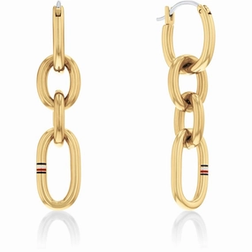Tommy Hilfiger Ladies Gold Plated Link Chain Earrings 2780786