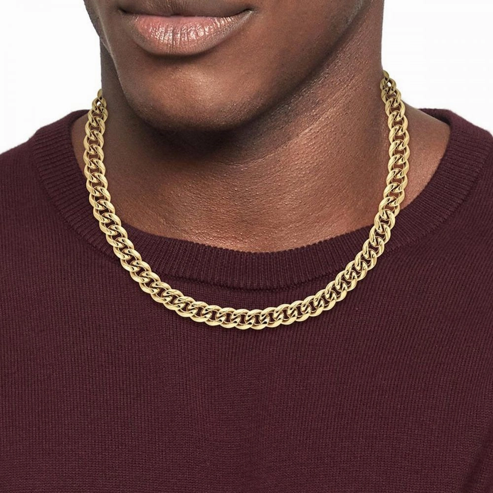 Tommy Hilfiger Wild Gold Plated Mens Chain Necklace 2790615