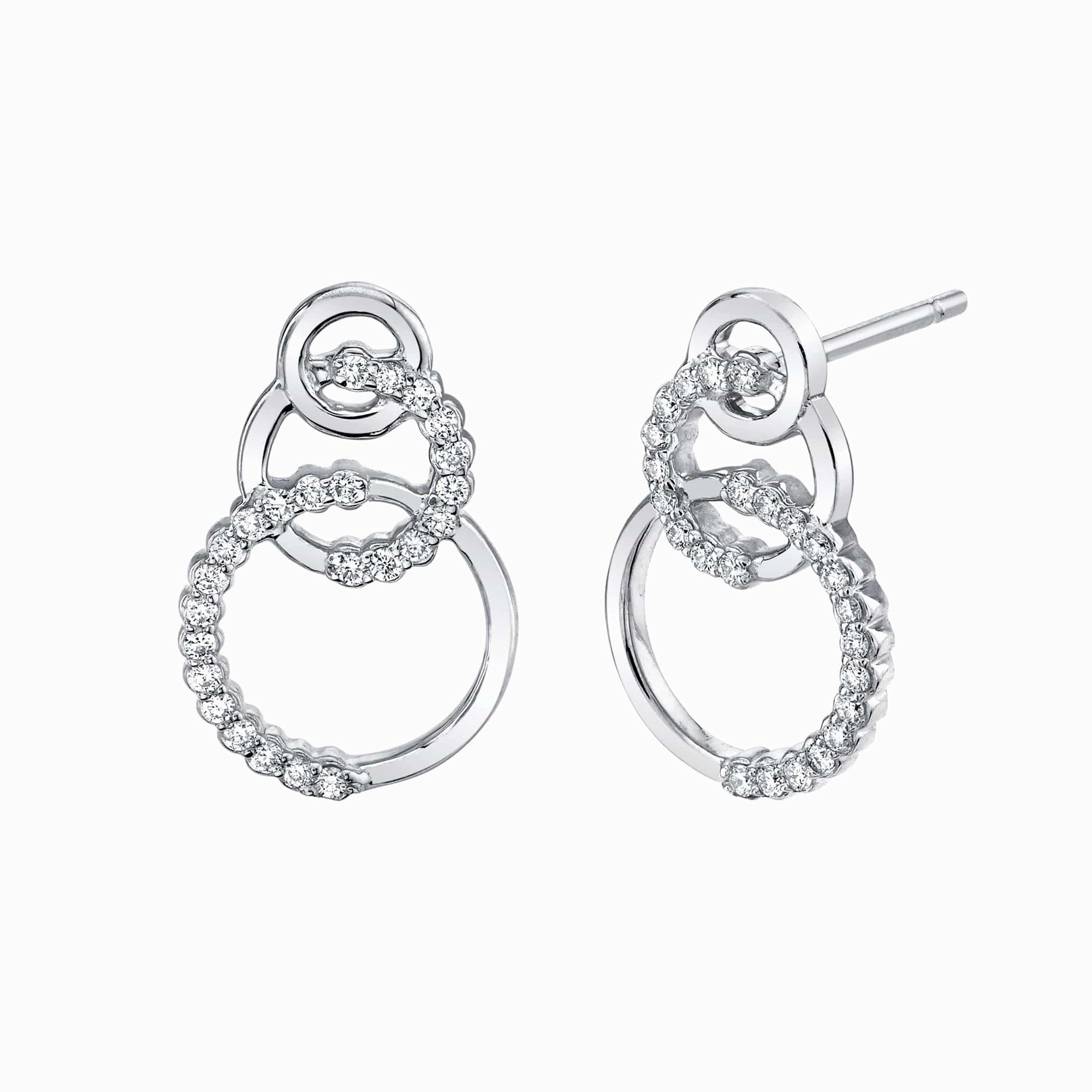 Triple Circle Diamond Drop Earrings ER273YG