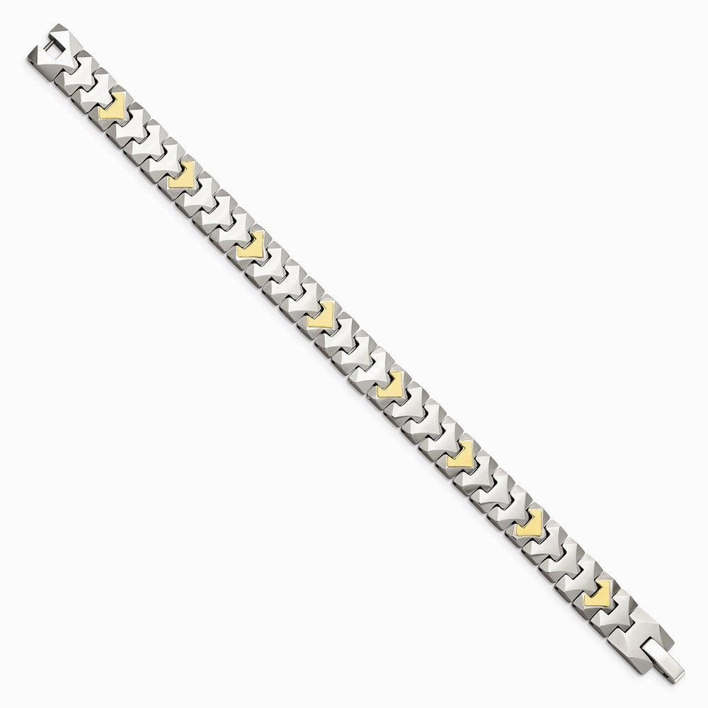 Tungsten w/10k Polished Chevron Style Bracelet