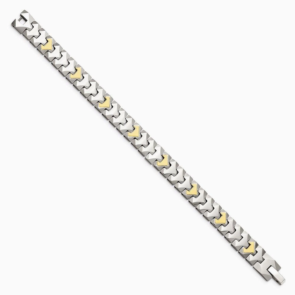 Tungsten w/10k Polished Chevron Style Bracelet