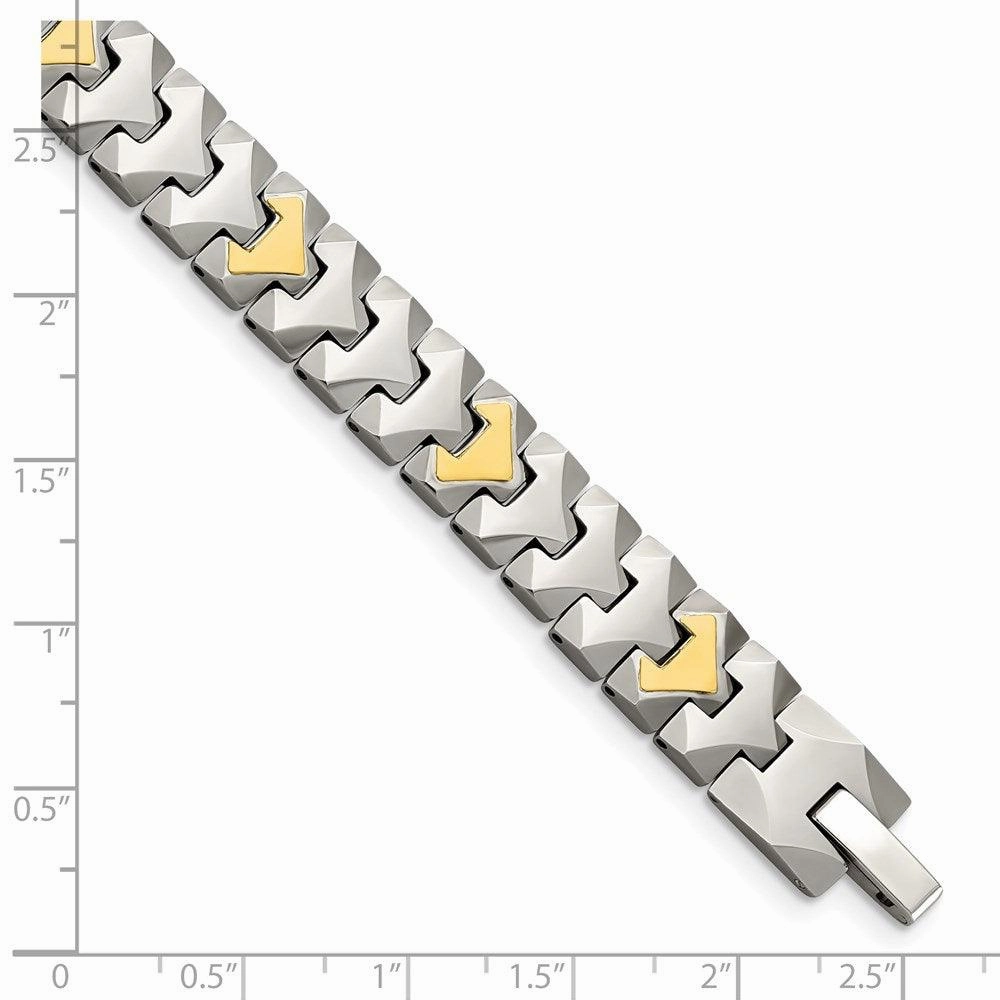 Tungsten w/10k Polished Chevron Style Bracelet