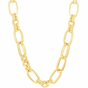 Unisex Necklace - 14K Gold Overlay Large Link Lobster Clasp | BML-4093