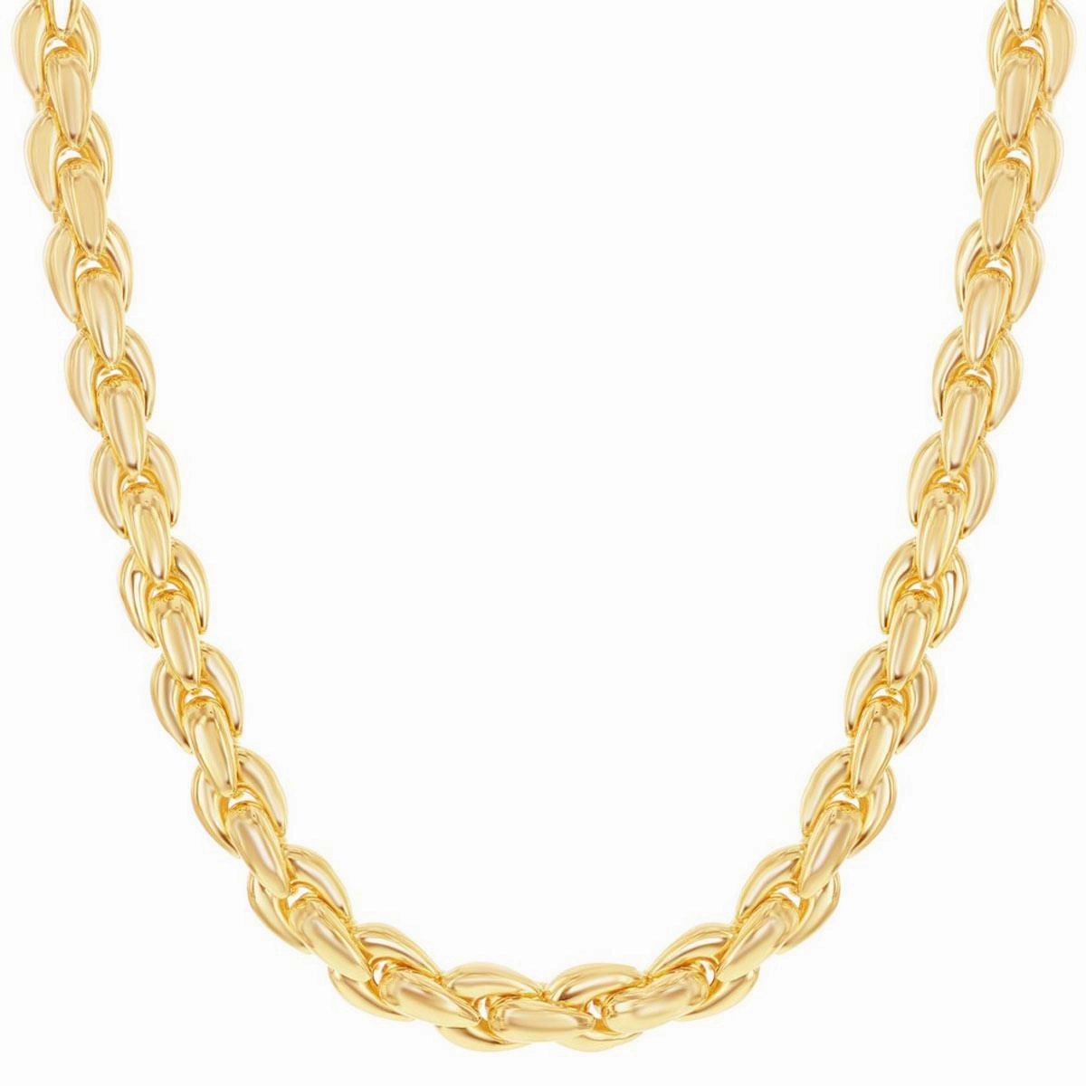 Unisex Necklace - 14K Gold Overlay Oval Linked Magnetic Clasp | BML-4094