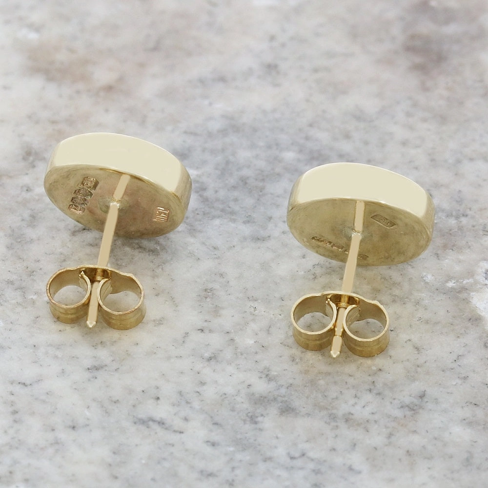 Whitby Jet 9ct Yellow Gold Round Stud Earrings