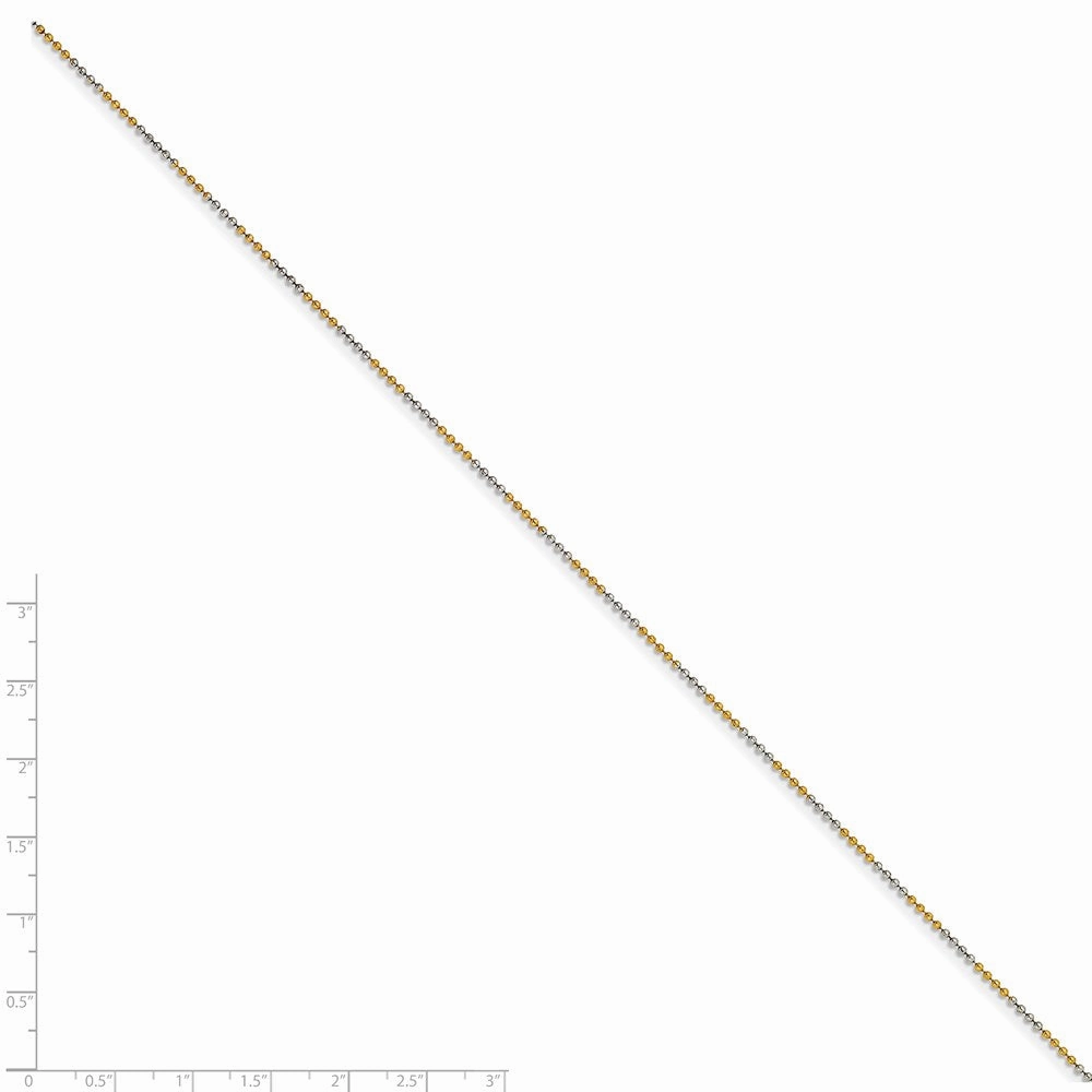 White & Yellow Rhodium over Brass 1.50mm 2 color plated Ball Chain | SRN206