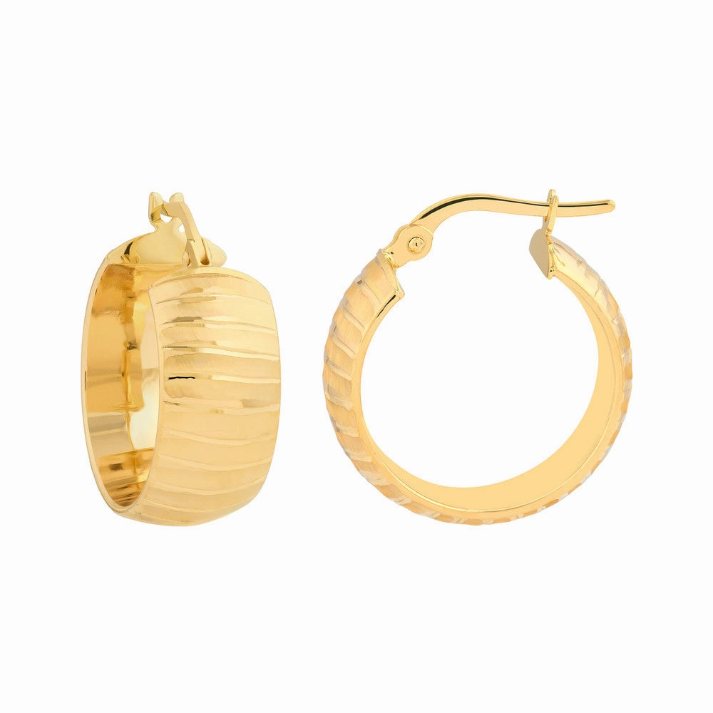 Wide Textured Round Hoop Earrings