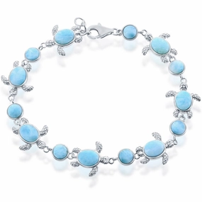 Women's Bracelet - Silver Alternating Oval and Turtle | T-7910