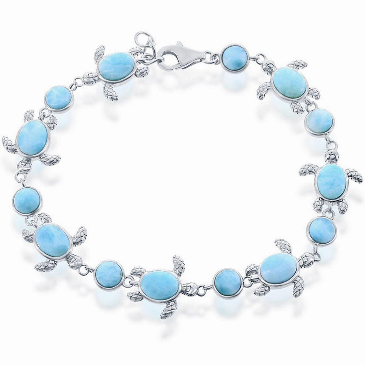 Women's Bracelet - Silver Alternating Oval and Turtle | T-7910
