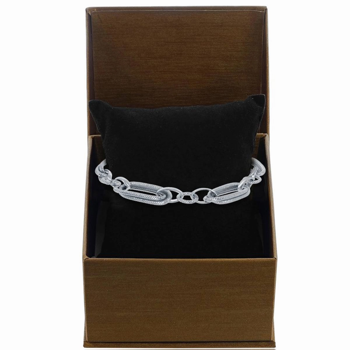 Women's Bracelet - Silver Rope Design Oval and Round Linked | BMS-5099