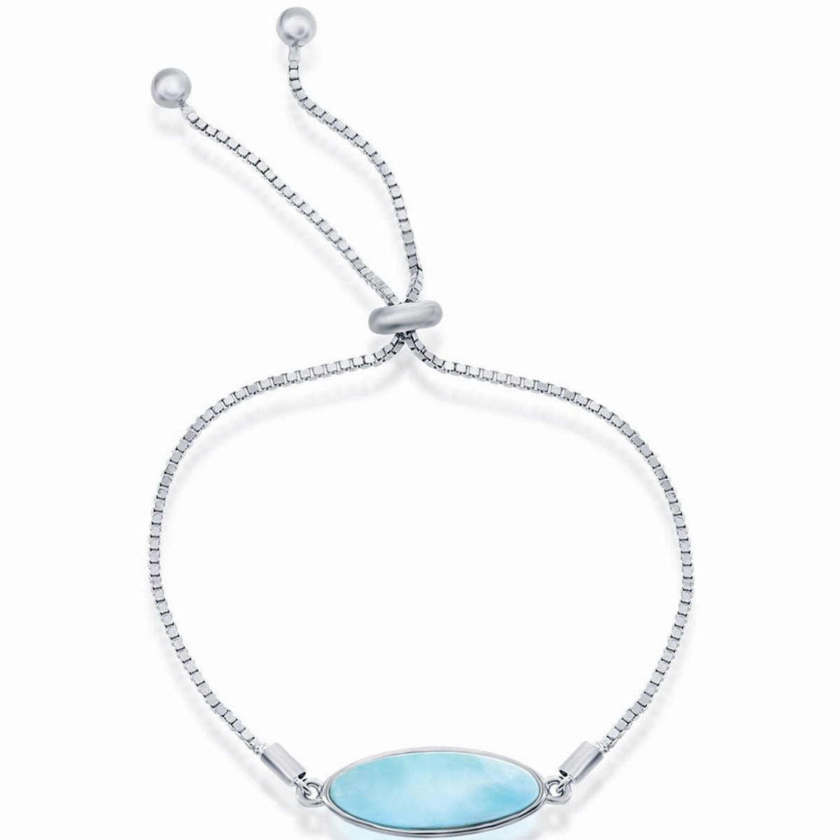 Women's Bracelet - Sterling Silver Oval Larimar Bolo | T-7879