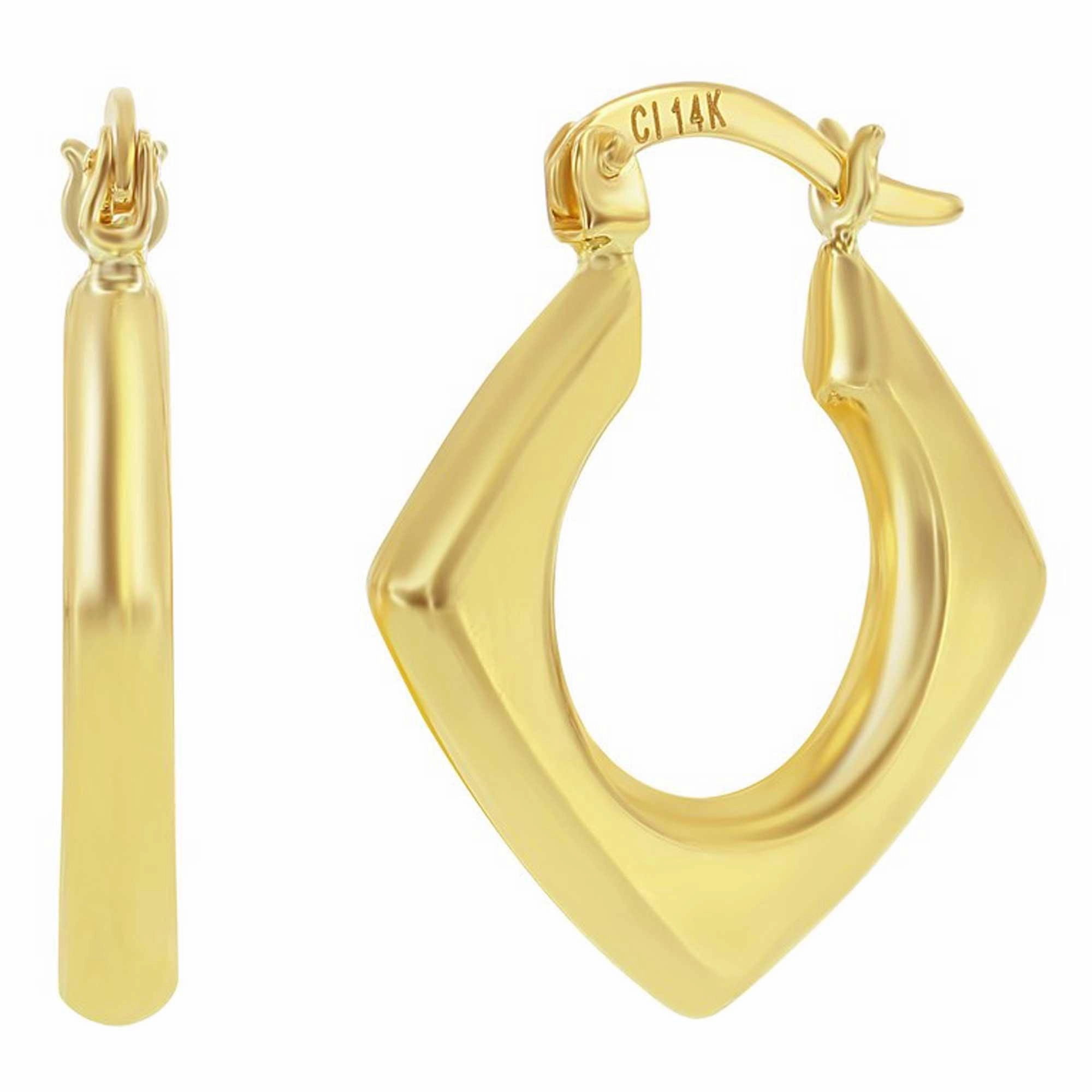 Women's Earrings - 14K Yellow Gold Diamond-Shaped 22x20mm | 14A-103