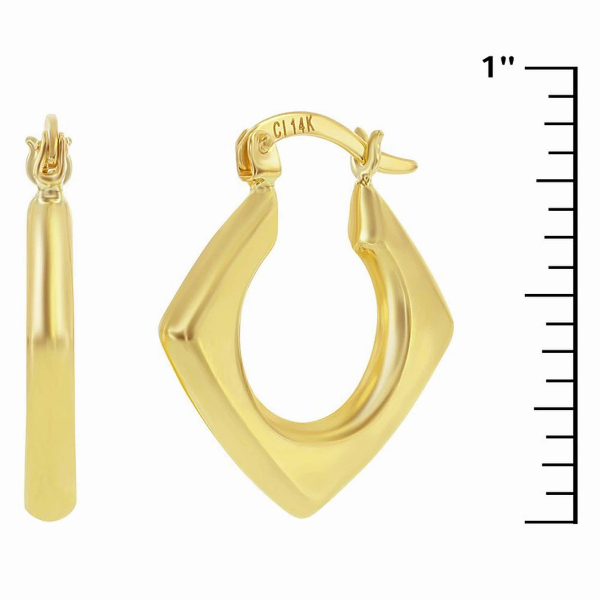 Women's Earrings - 14K Yellow Gold Diamond-Shaped 22x20mm | 14A-103