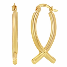 Women's Earrings - 14K Yellow Gold Twisted Hoop | 14A-118