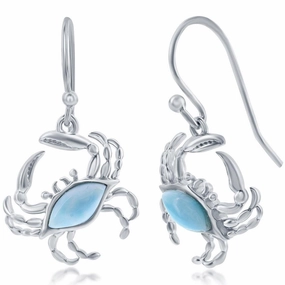 Women's Earrings - Blue Larimar Crab French Wire Closure | D-7999