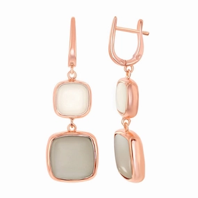 Women's Earrings - RG Sterling Top White and Bottom Light Grey | SMD-6731