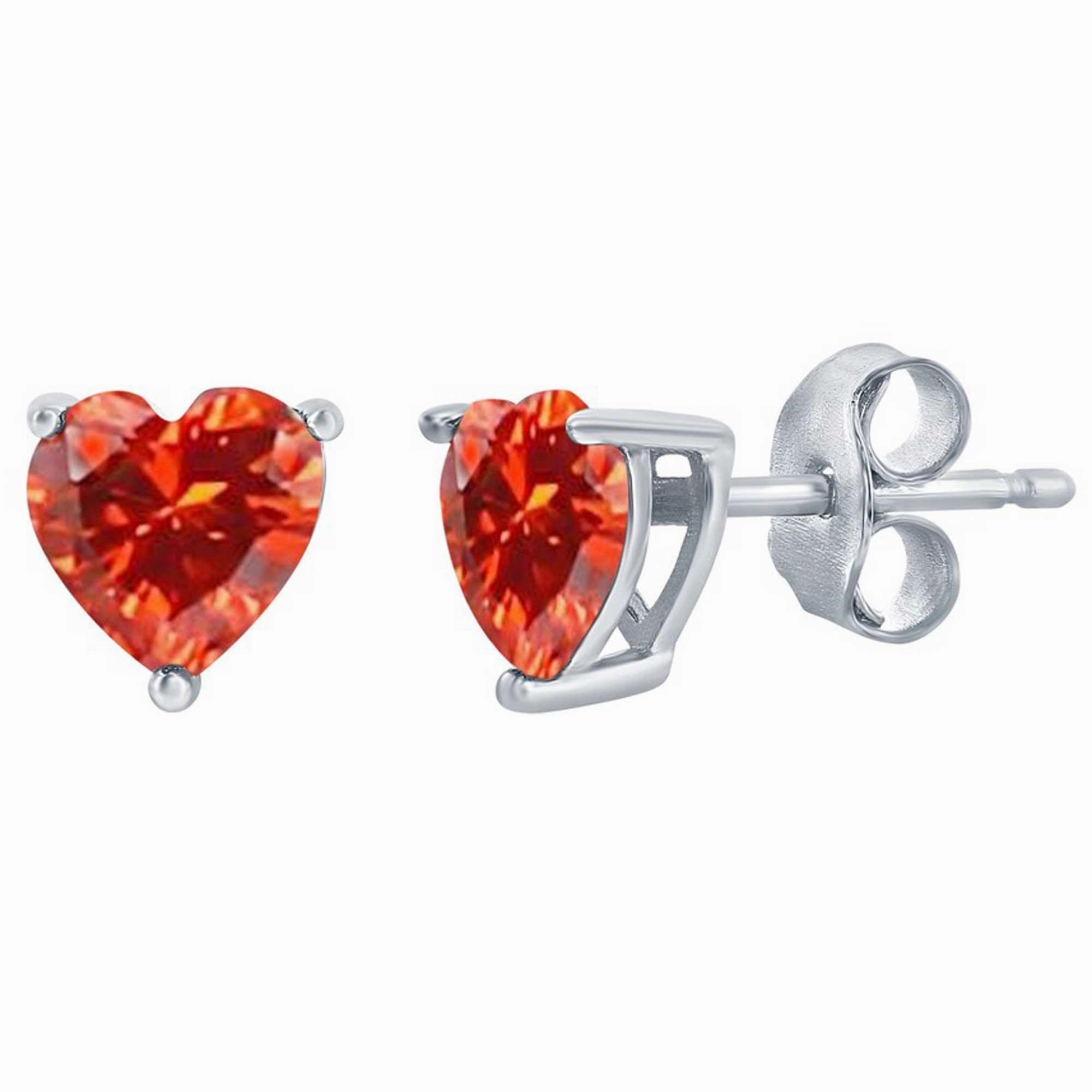 Women's Earrings - SS 6mm Burgundy "January" Heart Preciosa Crystal | D-8417