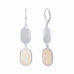Women's Earrings - Sterling Polished and White Mother of Pearl | SMD-7335