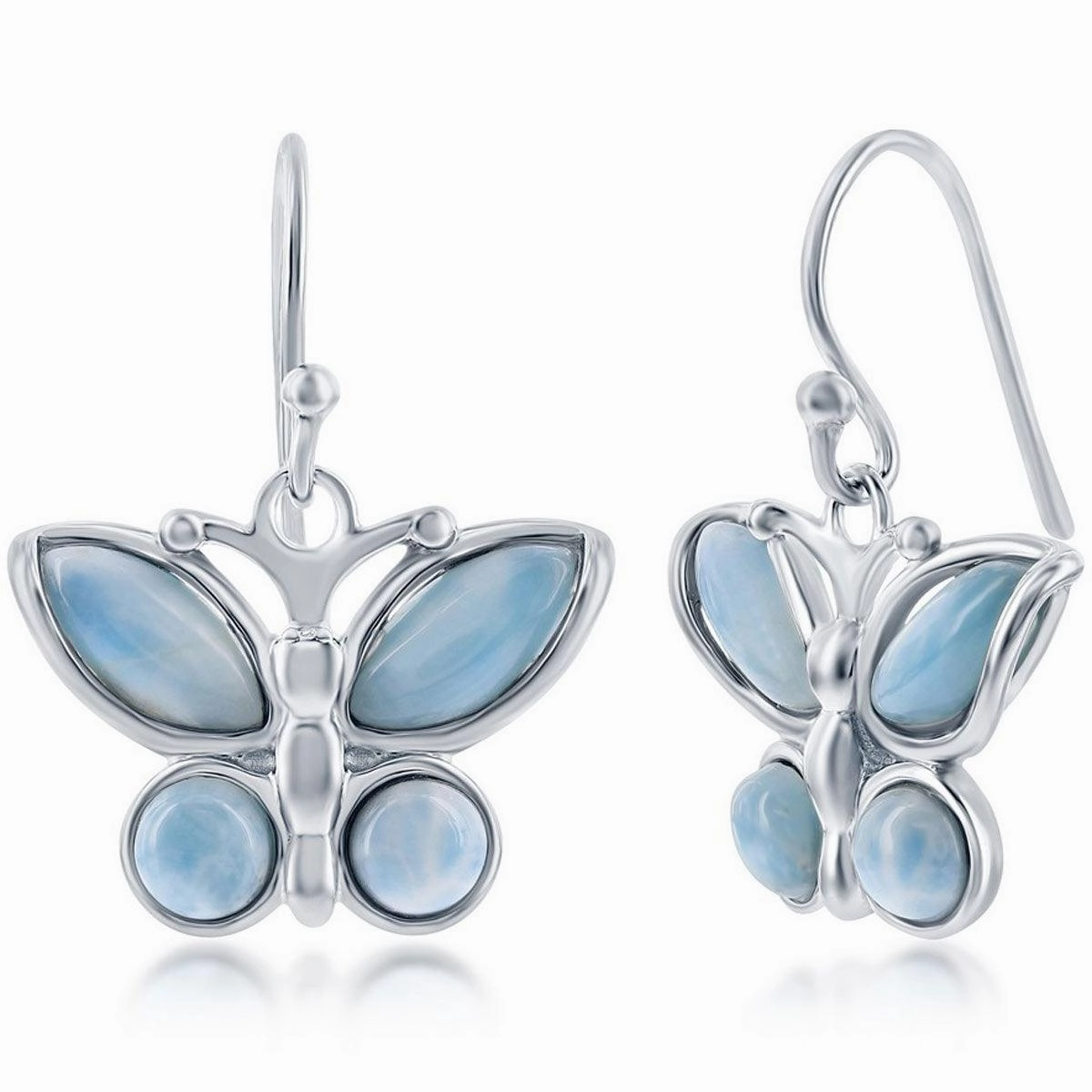 Women's Earrings - Sterling Silver Blue Larimar Butterfly | D-7800