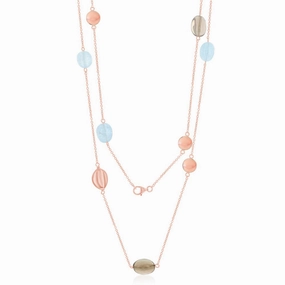 Women's Necklace - RG Multi-Shaped Aquamarine and Smokey Quartz | SMM-5810