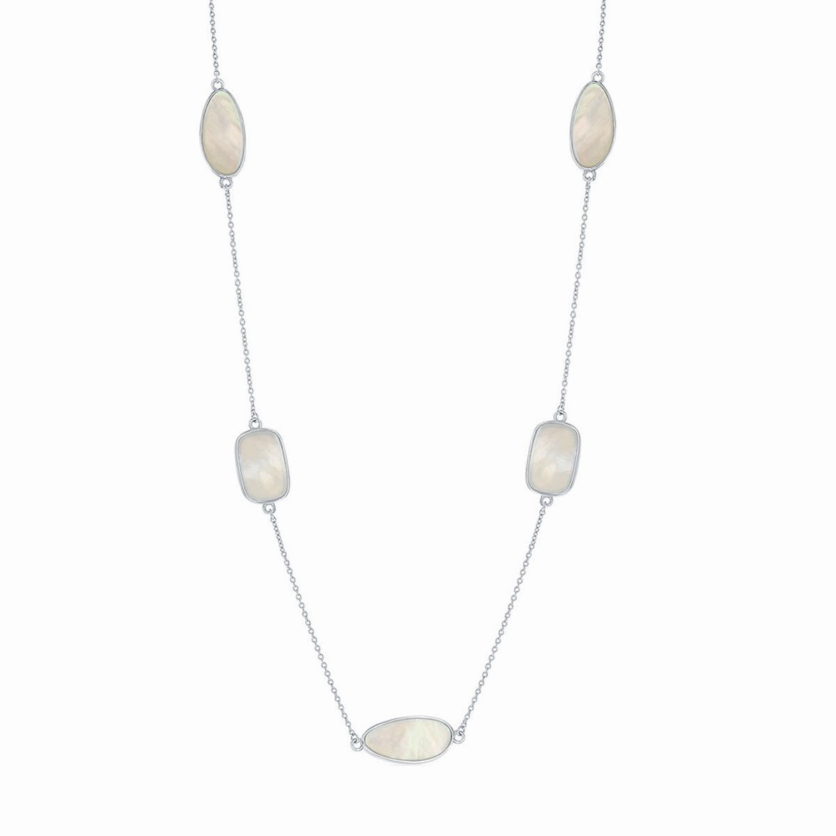 Women's Necklace - Sterling Silver Rectangle and Irregular MOP | SMM-6316