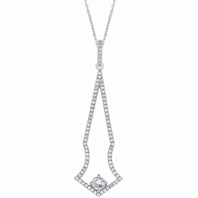 Women's Necklace - Sterling Silver Thin Long Open White Topaz | BLK-7534