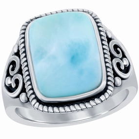 Women's Ring - Blue Larimar Filigree Design, Size 9 | W-2683-9
