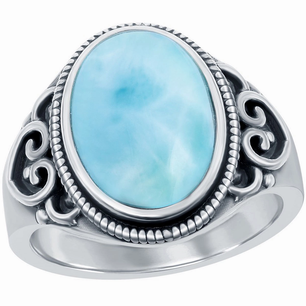Women's Ring - Oval Larimar Filigree Design, Size 8 | W-2681-8