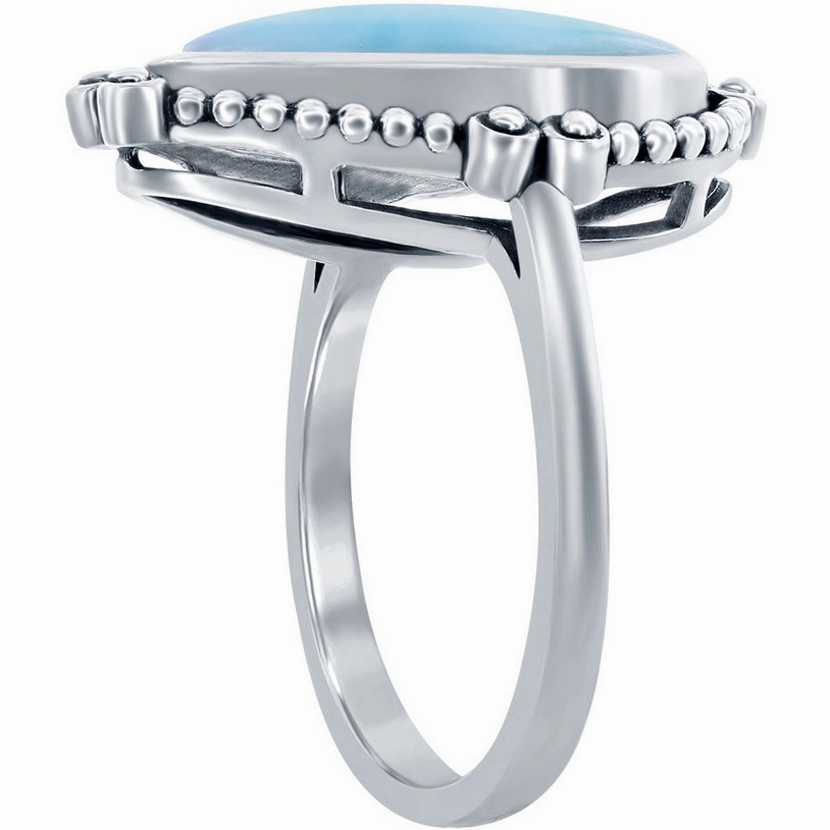 Women's Ring - Pear-Shaped Larimar Oxidized, Size 9 | W-2678-9