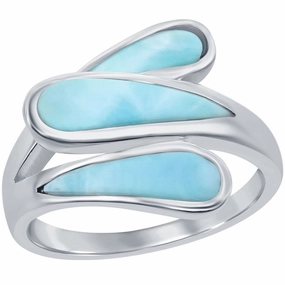 Women's Ring - Silver Triple Bypass Larimar, Size 9 | W-2684-9