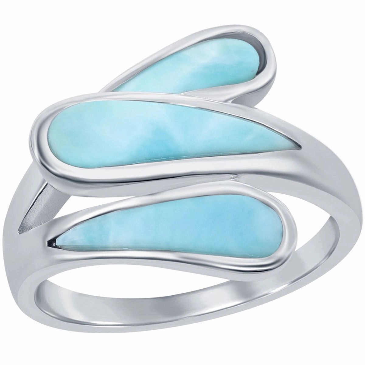 Women's Ring - Silver Triple Bypass Larimar, Size 9 | W-2684-9