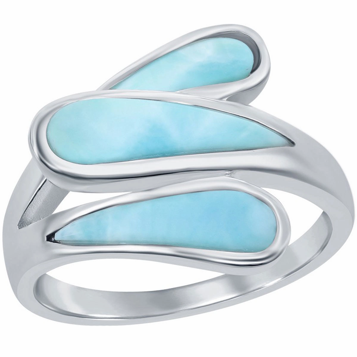 Women's Ring - Silver Triple Bypass Larimar, Size 9 | W-2684-9
