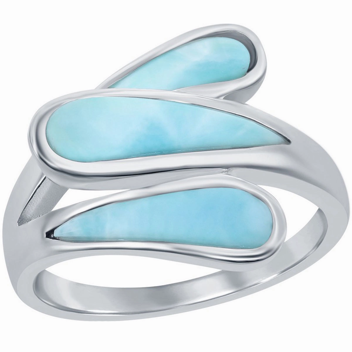 Women's Ring - Silver Triple Bypass Larimar, Size 9 | W-2684-9