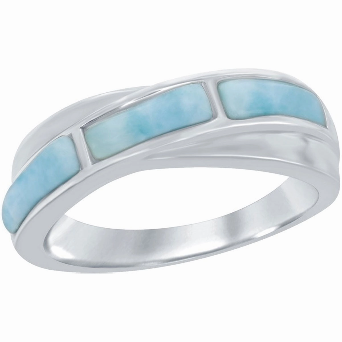 Women's Ring - Sterling Silver Larimar Band, Size 9 | W-2073-9