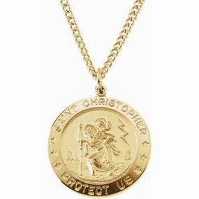 Yellow Gold Filled 25 mm St. Christopher Medal 24" Necklace
